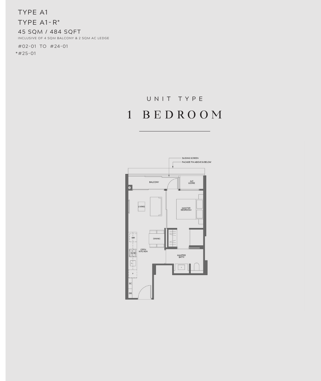 Type A1 · 1-Bedroom · 484 sqft