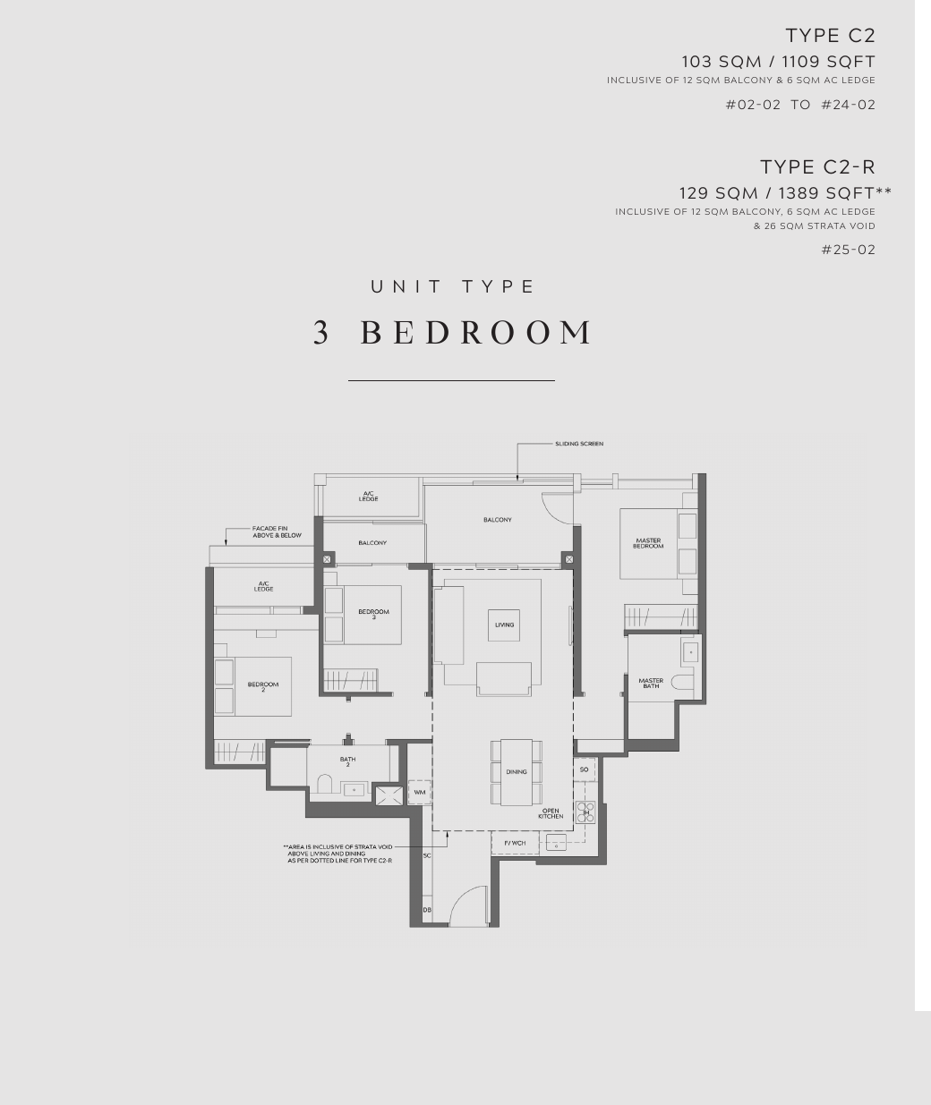 Type C2 · 3-Bedroom · 1,109 sqft