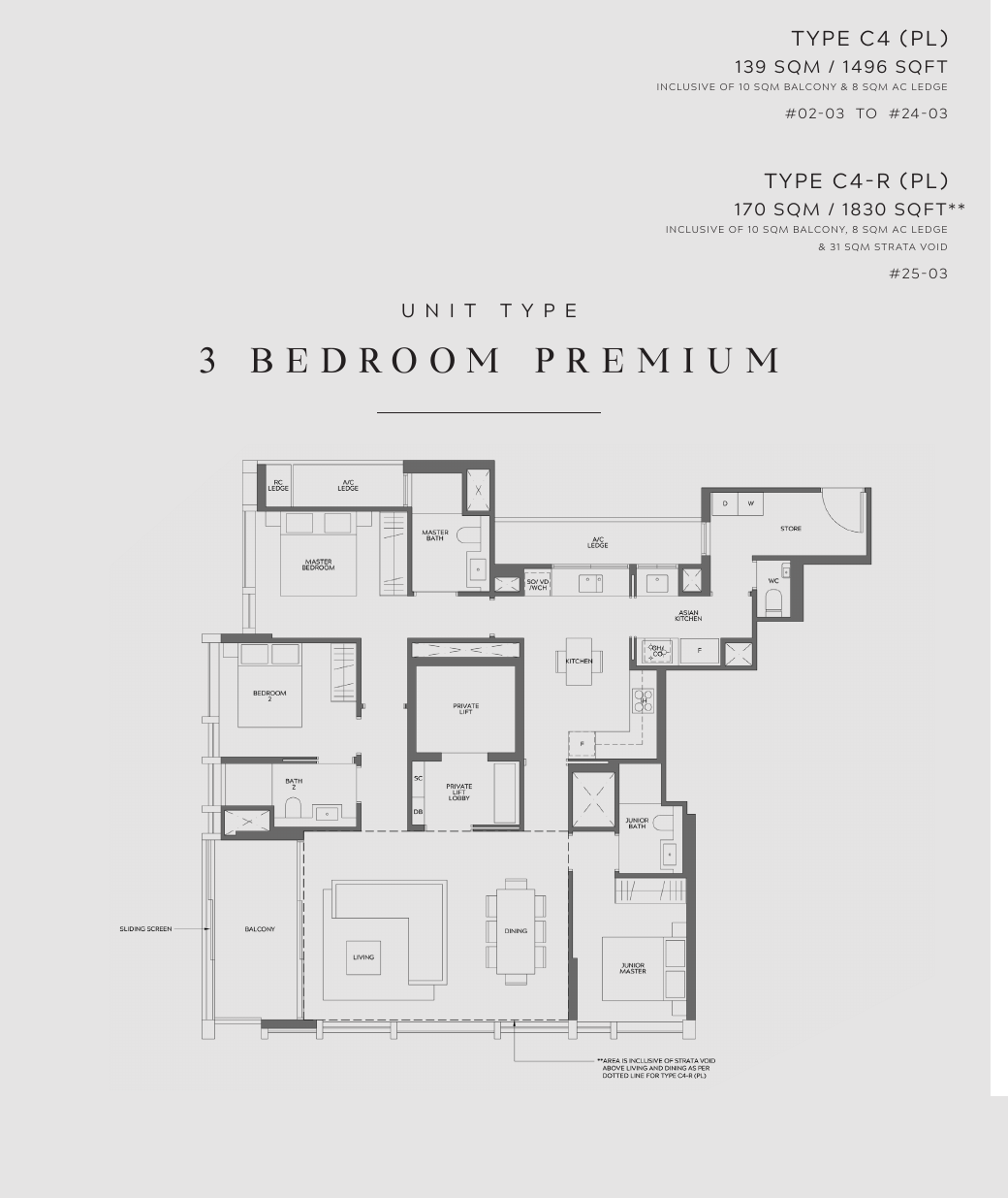 Type C4 · 3-Bedroom Premium · 1,496 sqft
